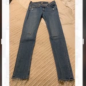 Rag & Bone light wash jeans with raw hem